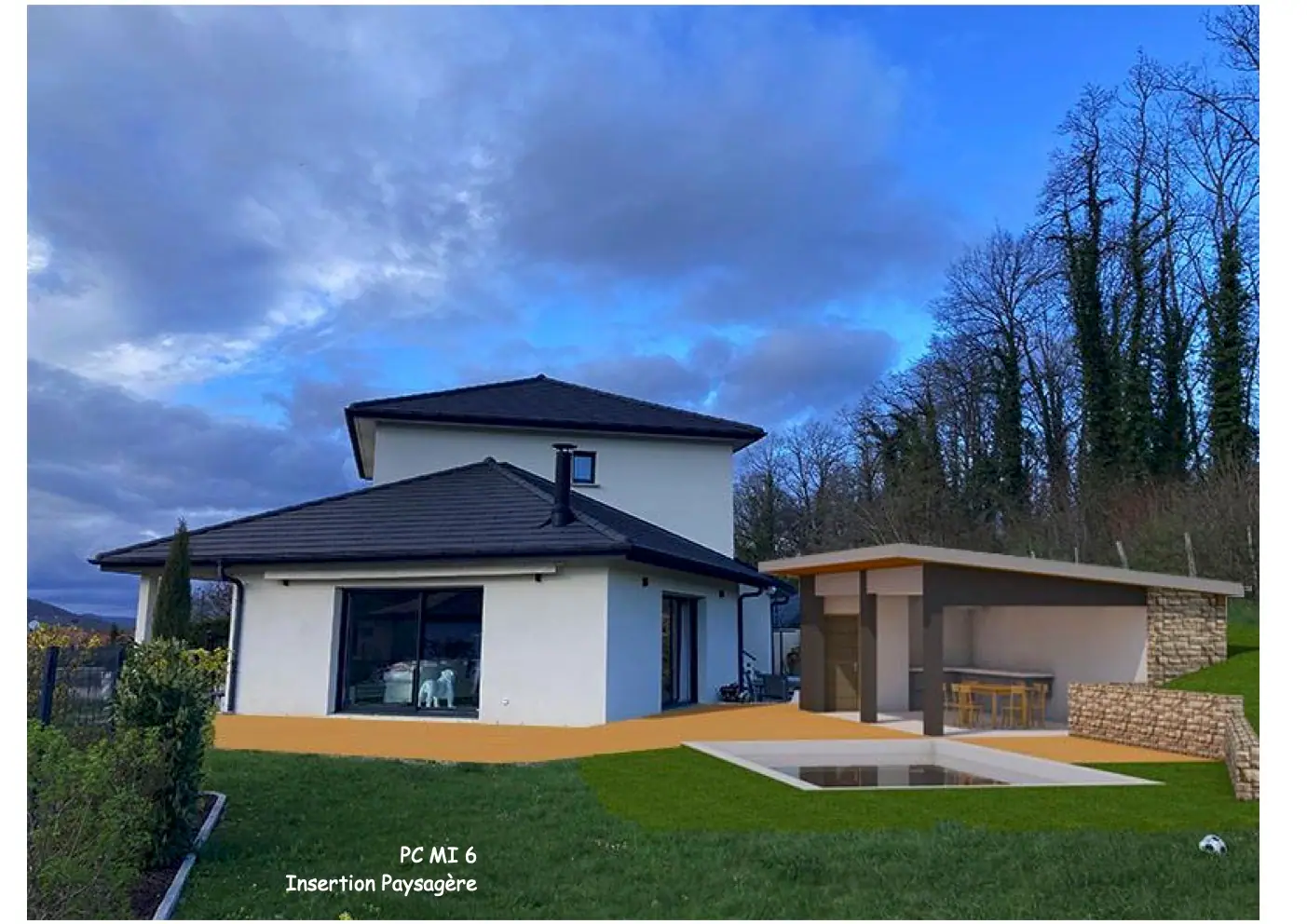 Insertion paysagère d'un pool house contemporain